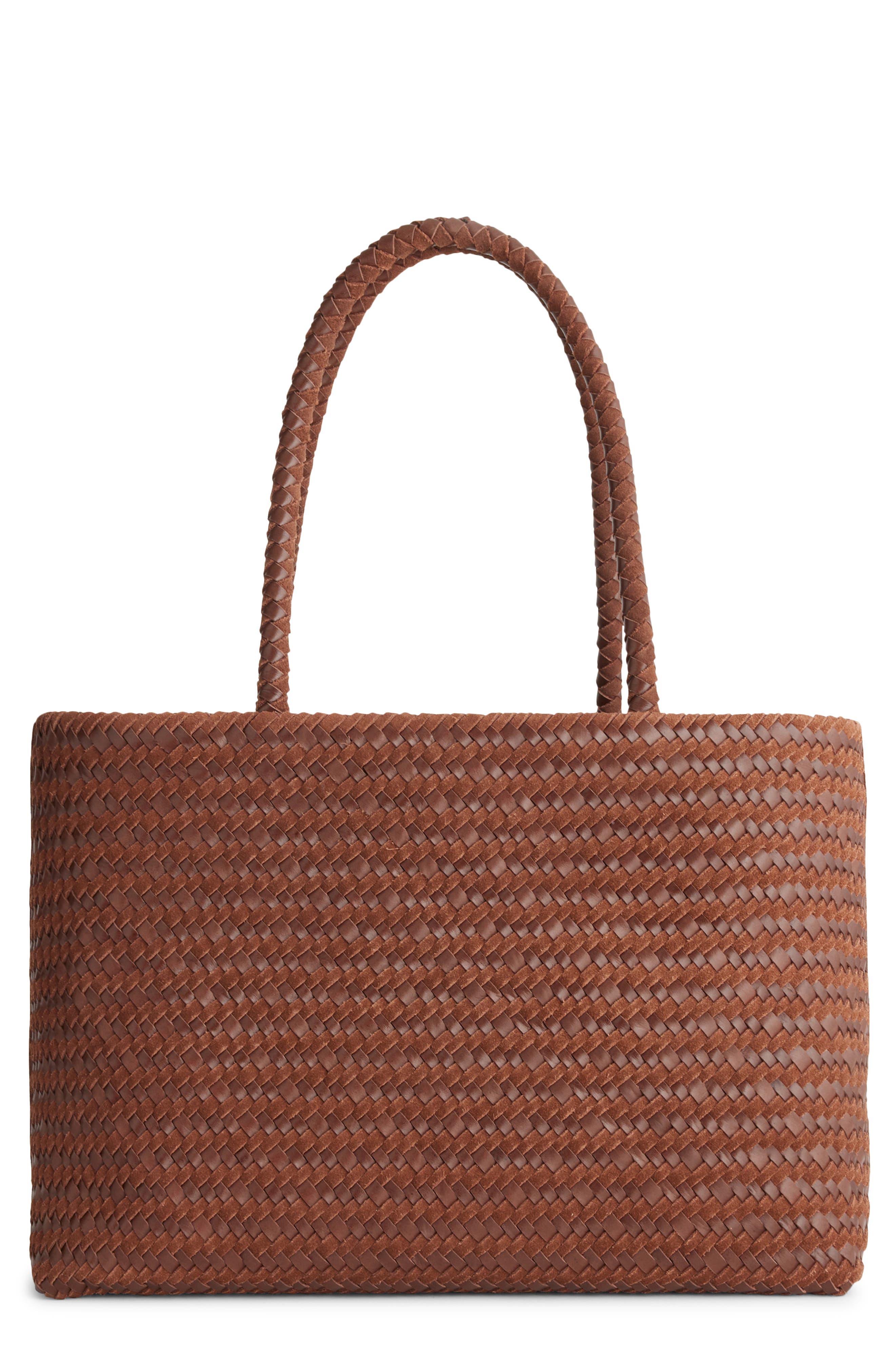 Handwoven Suede Leather Tote, Main, color, MOCHA