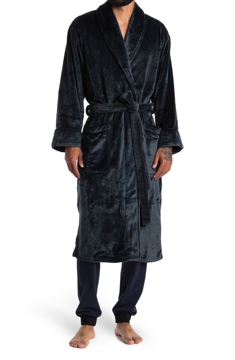 Daniel Buchler Plush Shawl Collar Tie Waist Robe, Main, color,