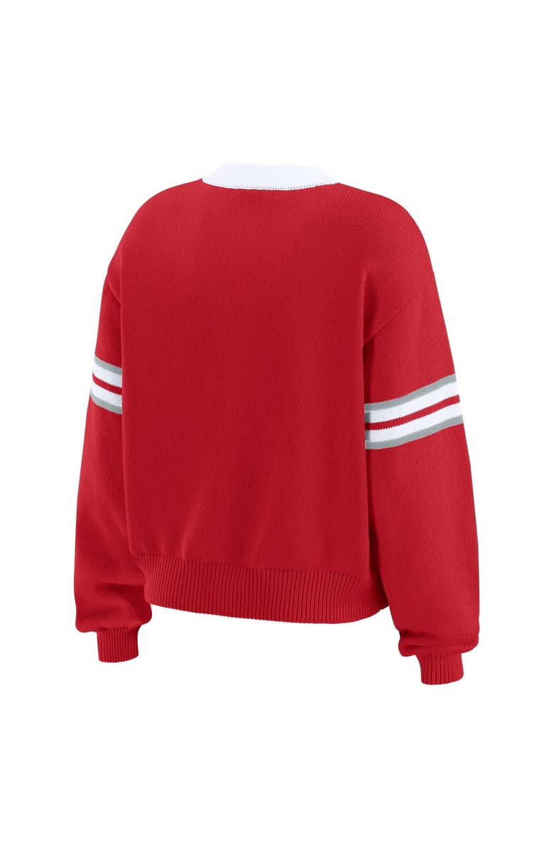WEAR by Erin Andrews Women's WEAR by Erin Andrews Scarlet Ohio State Buckeyes Lace-Up Pullover Sweater, Alternate, color, Scarlet
