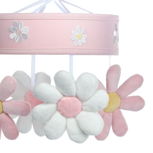 Lambs & Ivy Daisy Dreams Musical Baby Crib Mobile Soother Toy In White