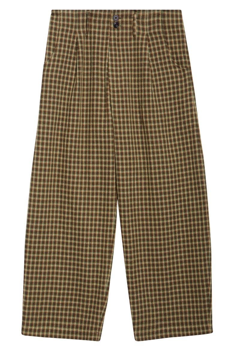 Pleated Wide Leg Trousers, Alternate, color, BROWN CHECK