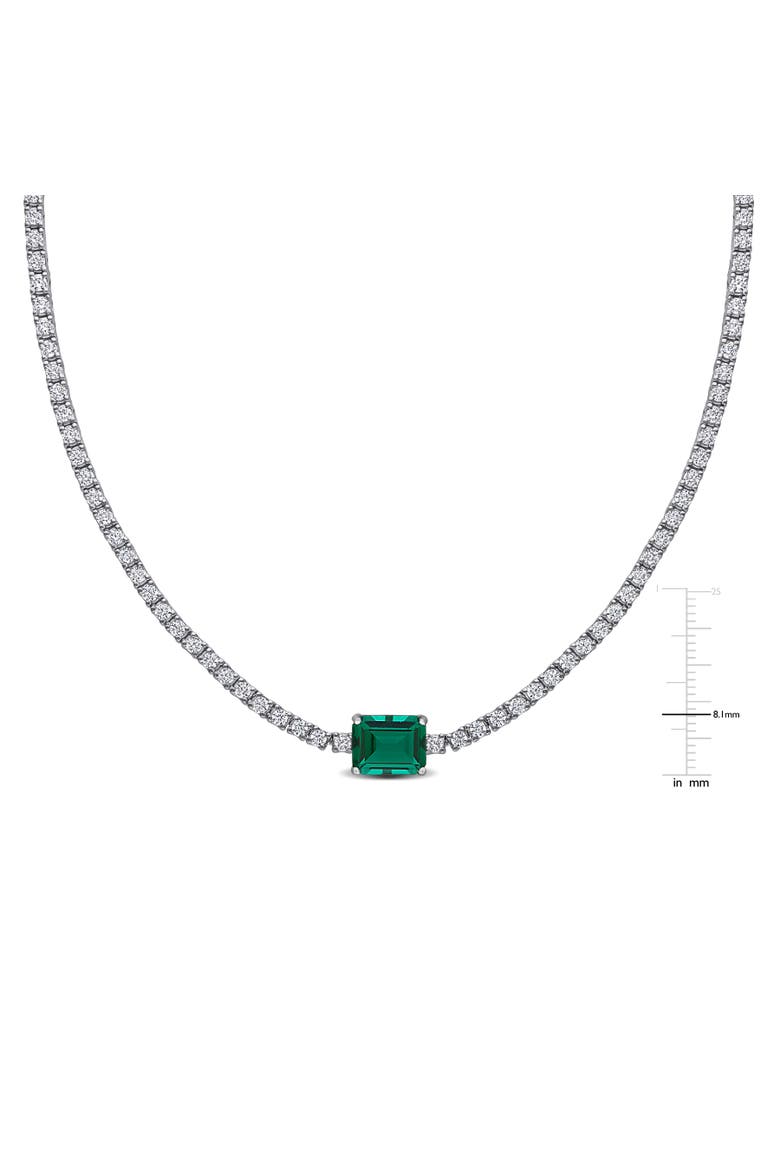 Lab-Created Emerald & White Sapphire Necklace, Alternate, color, Emerald