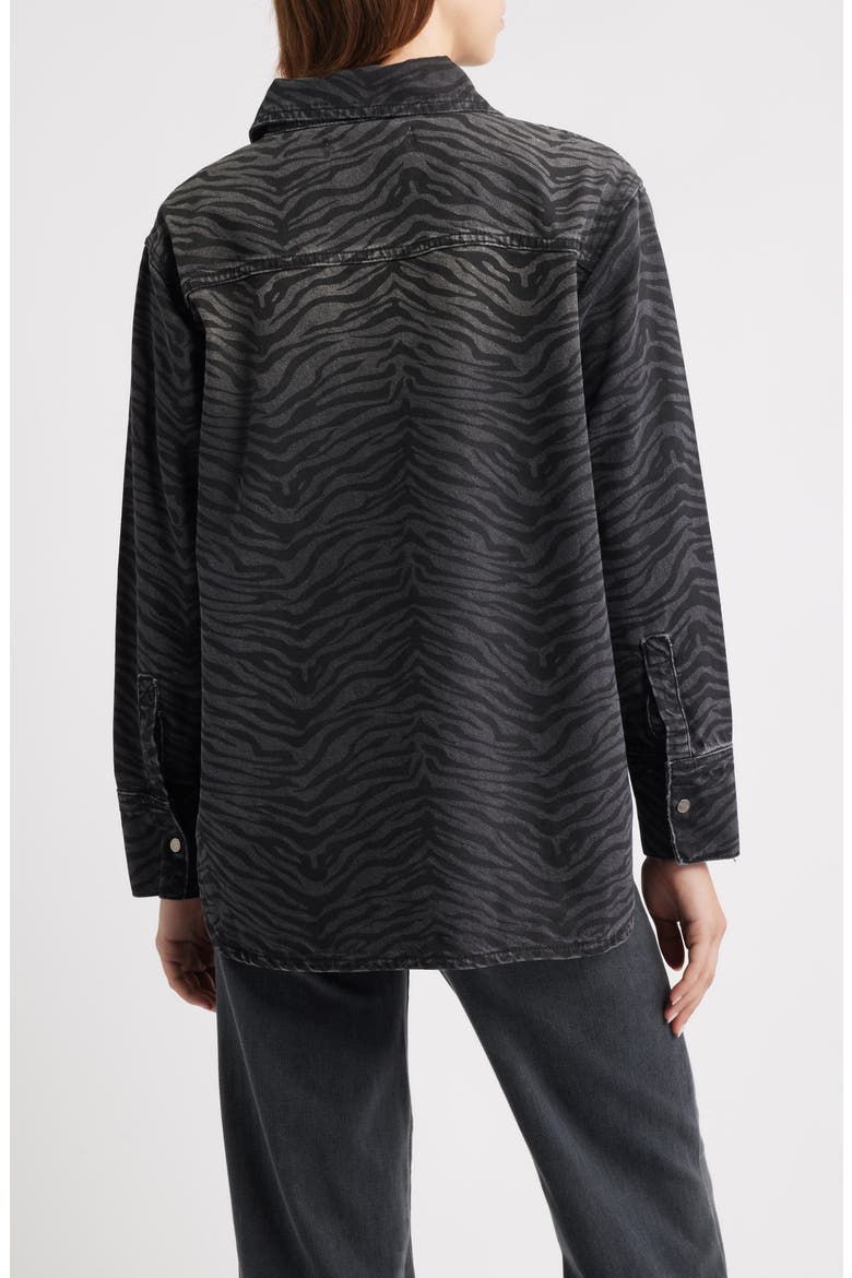 Ainhoanon Zebra Print Denim Shacket, Alternate, color, ZEBRA BLACK WASH
