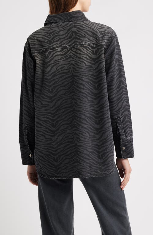 Ptcl Ainhoanon Zebra Print Denim Shacket In Black