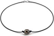 The Pearl Source Tahitian Baroque Pearl Leather Necklace