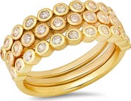 HMY JEWELRY Simulated Diamond Bezel Stacking Ring