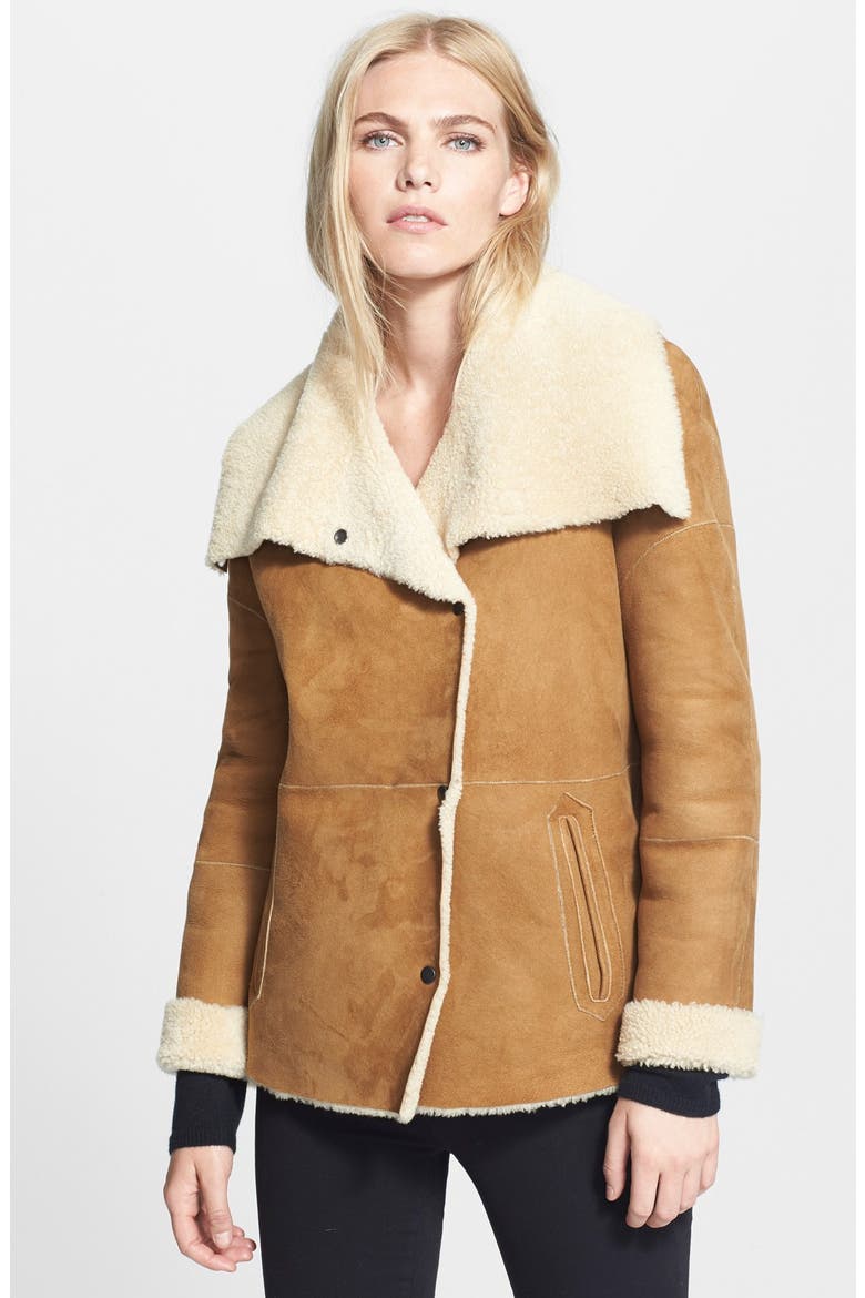 Bi-Tone Genuine Shearling Jacket, Main, color, CAMEL/ CAMEL