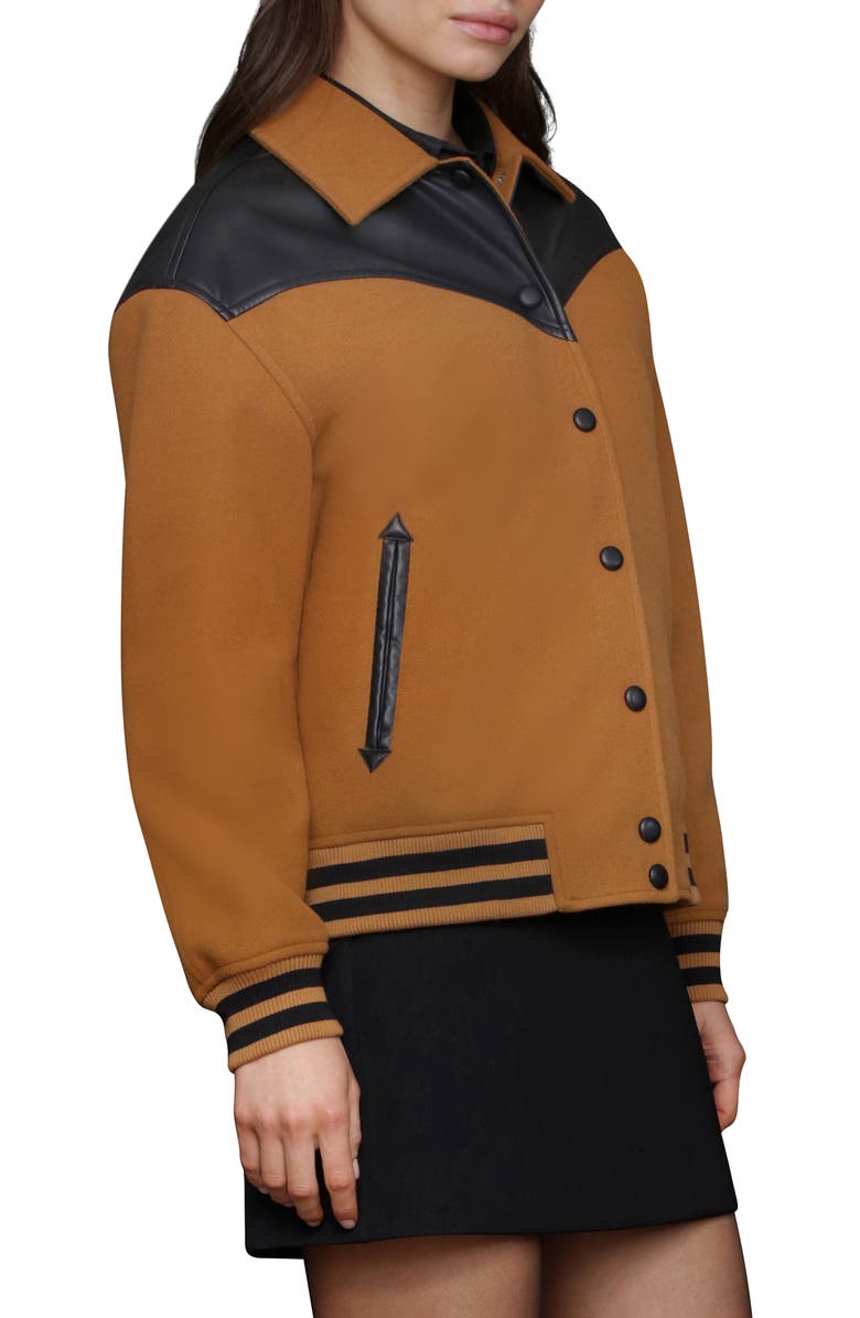 Avec Les Filles Oversize Western Varsity Jacket, Alternate, color, Dark Camelblack