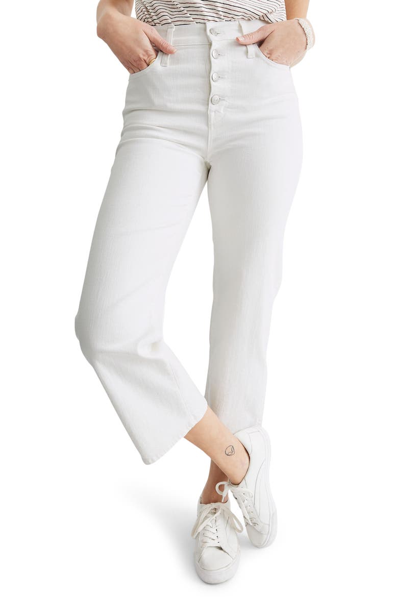 Slim Wide-Leg Crop Jeans: Button-Front Edition, Main, color, TILE WHITE