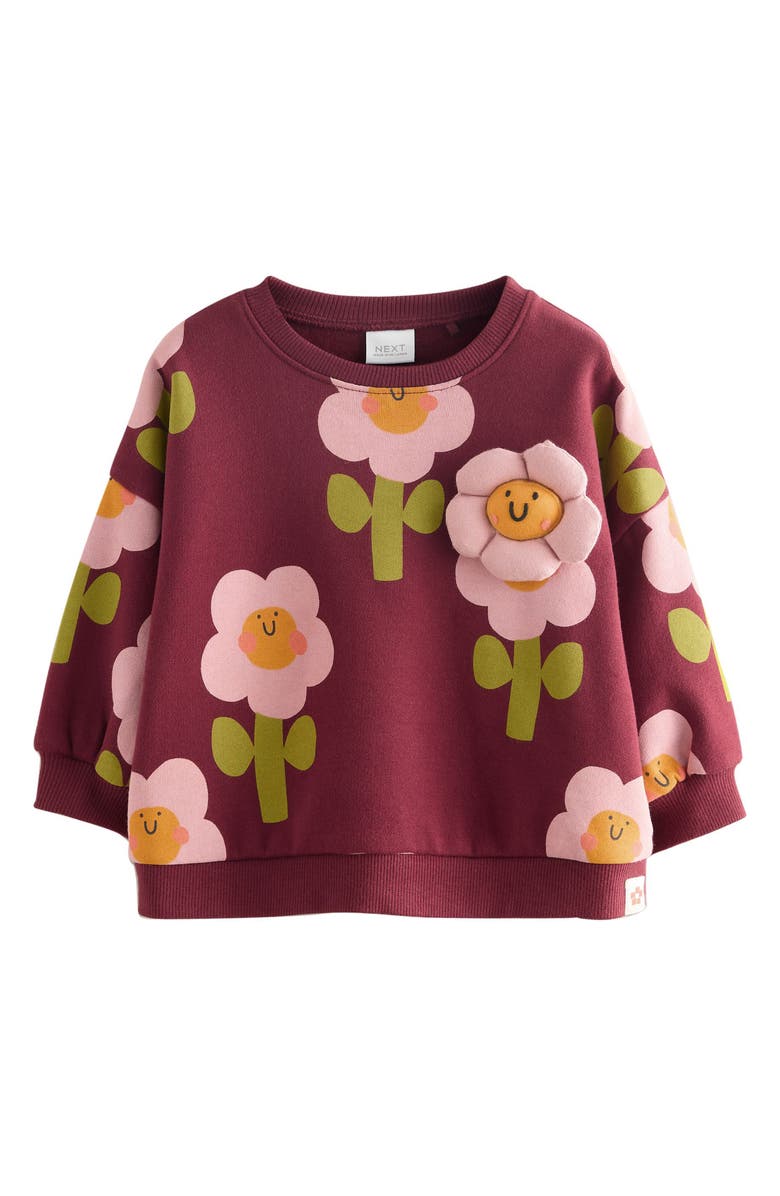 NEXT 3D Flower Embellished Graphic Sweatshirt, Main, color, Purple