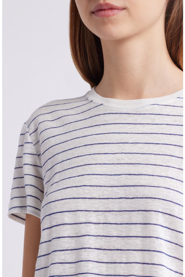 The Stripe Linen Baby T-Shirt, Alternate, color, NAVY MULTI