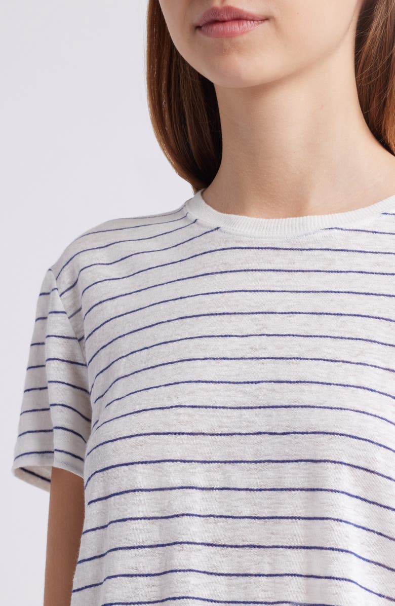 FRAME The Stripe Linen Baby T-Shirt, Alternate, color, Navy Multi
