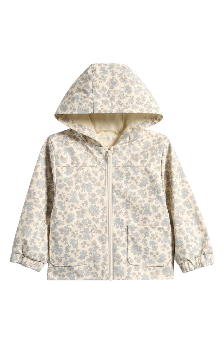 QUINCY MAE Floral Hooded Raincoat, Main, color, Ivory