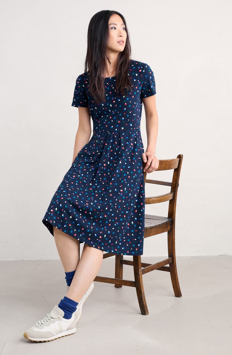 Seasalt Cornwall April Spot Print Stretch Organic Cotton Dress, Alternate, color, Abstract Spot Mix