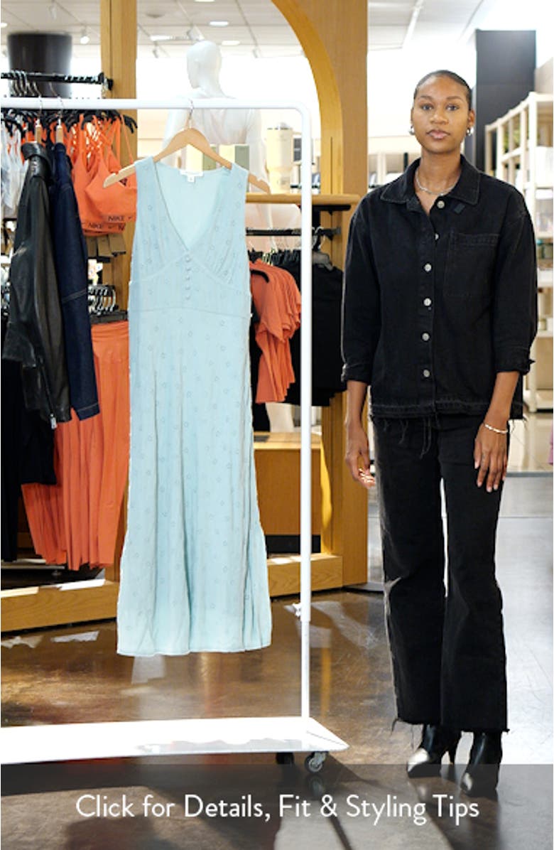 Eyelet Bias Cut Sleeveless Midi Dress, sales video thumbnail