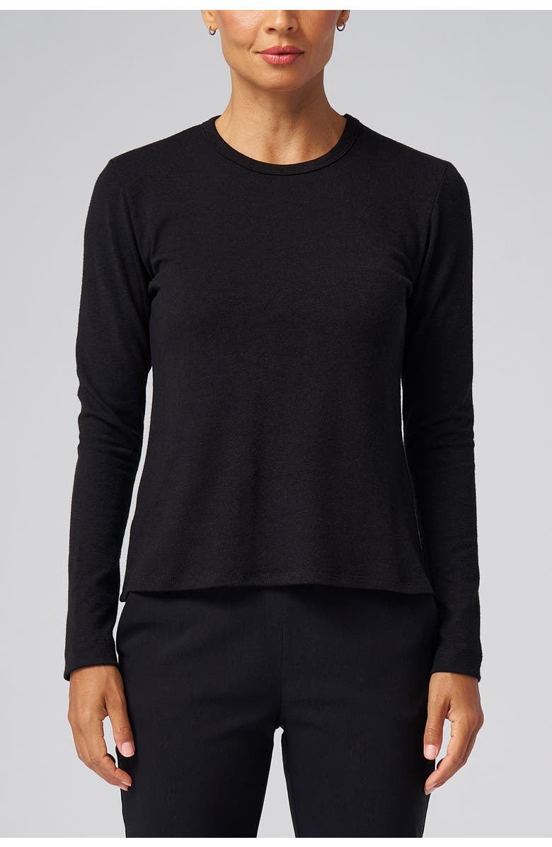 Franne Golde Structured Knit Long Sleeve Tee, Alternate, color, Black