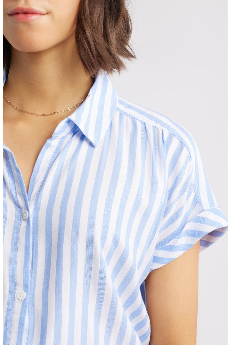 Daria Stripe Short Sleeve Button-Up Shirt, Alternate, color, NEW GLACIER