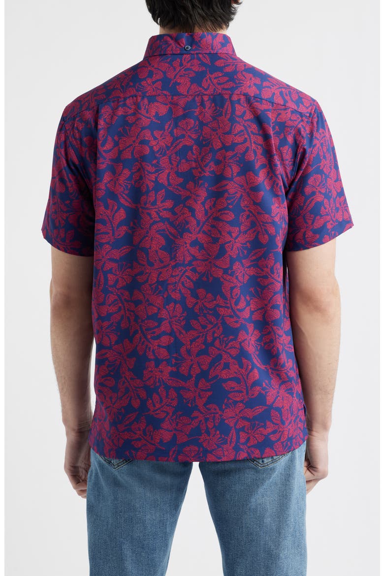 Tide Pool Short Sleeve Button-Up Shirt, Alternate, color, NAVY