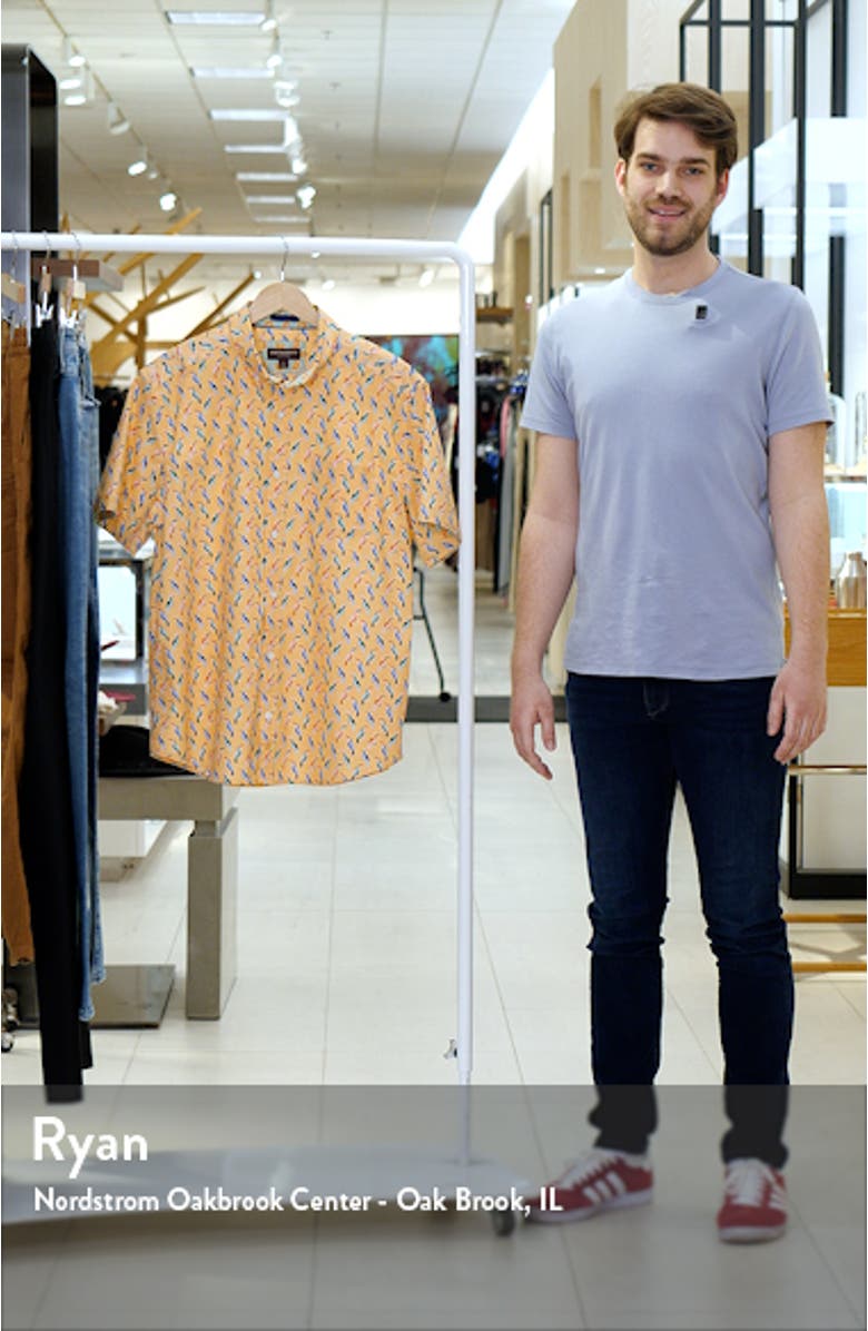 Toucan Print Short Sleeve Cotton Button-Down Shirt, sales video thumbnail