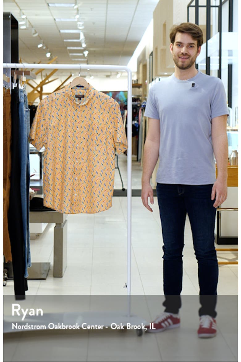 Toucan Print Short Sleeve Cotton Button-Down Shirt video