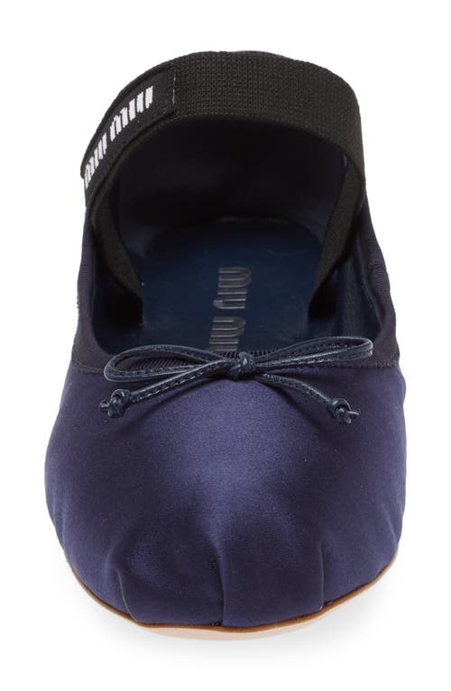 Miu Miu Logo Strap Ballet Flat In Blue