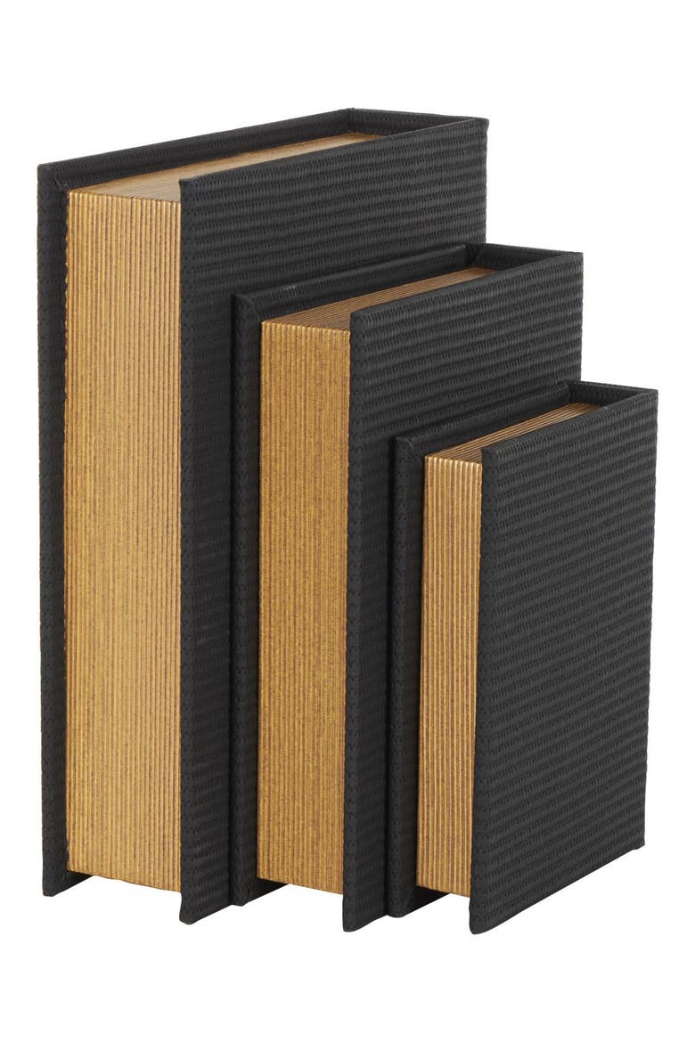 Set of 3 Faux Leather Book Boxes, Alternate, color, NO COLOR
