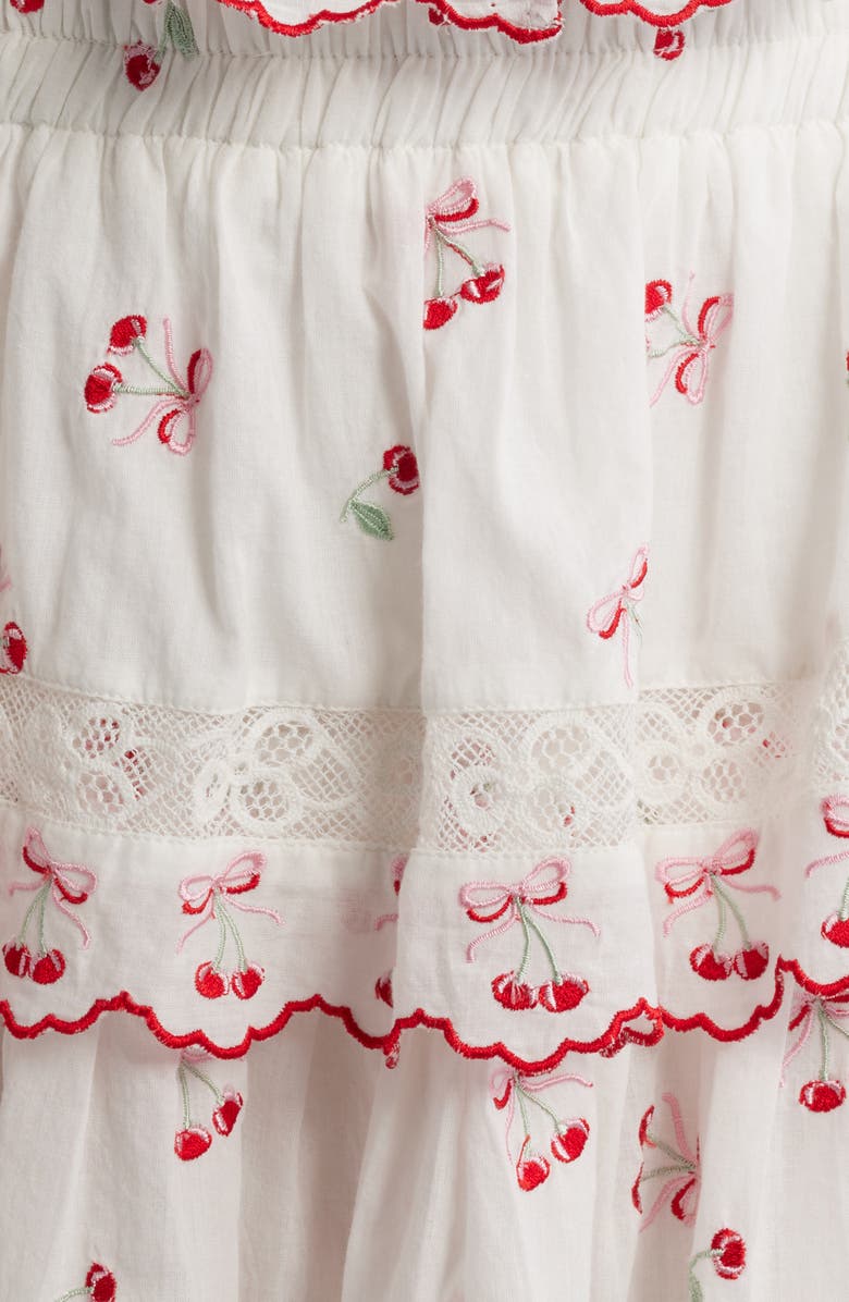 LoveShackFancy Vietta Cherry Embroidered Lace Cotton Crop Tank, Alternate, color, Optic White