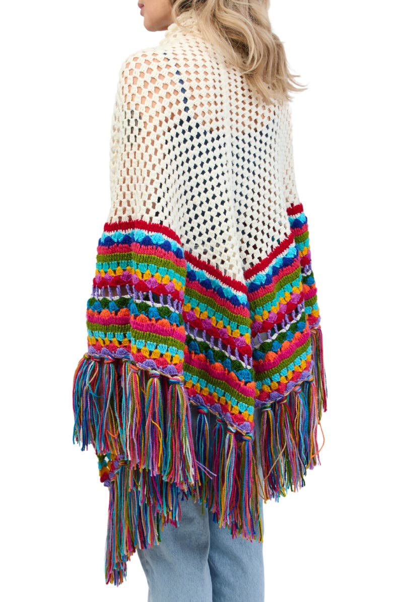 SAACHI Crochet Rainbow Fringe Shawl, Alternate, color,