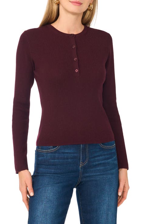 Slim Fit Ribbed Henley Sweater