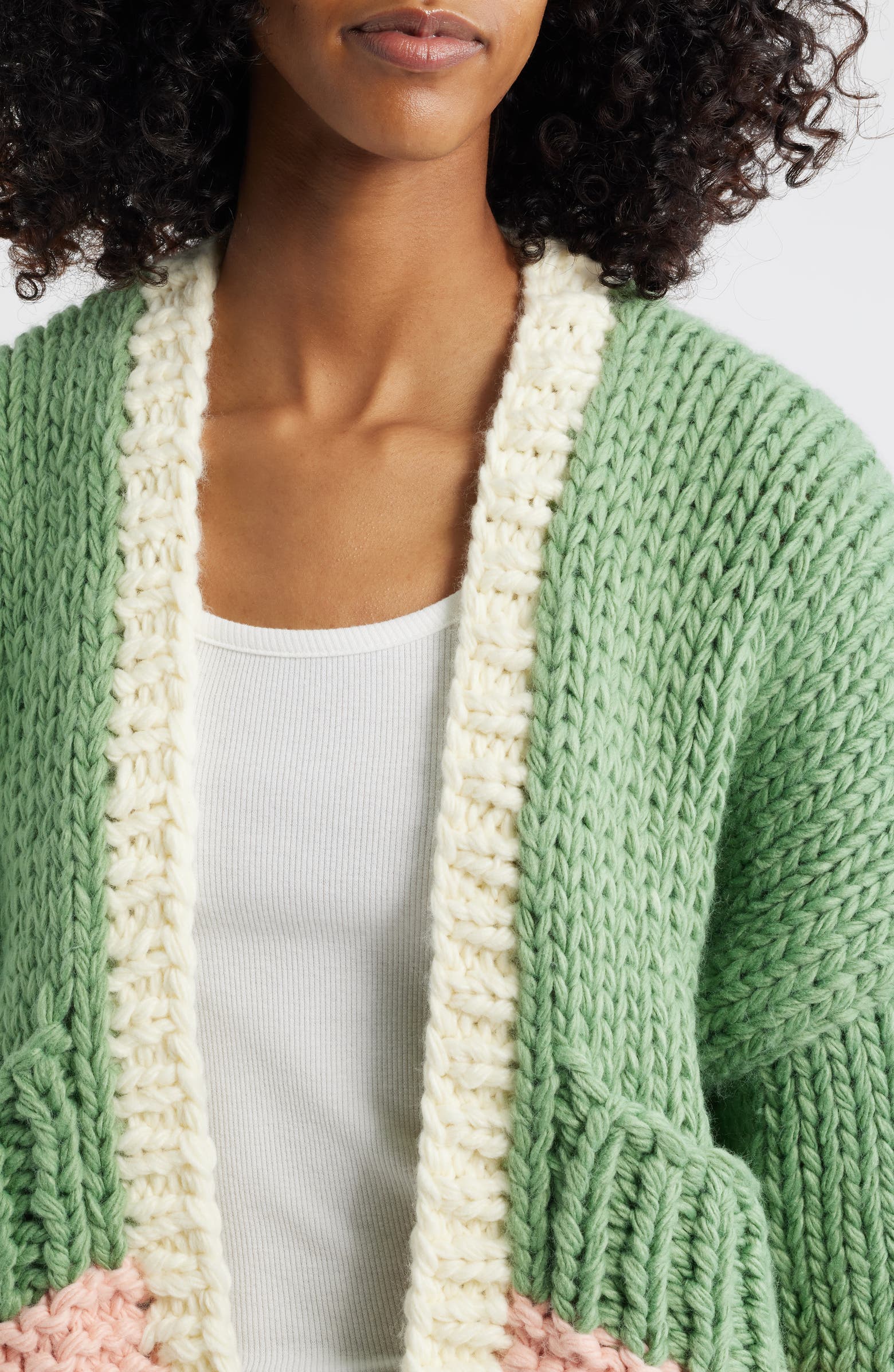Roffe Accessories Colorblock Chunky Cardigan | Nordstrom