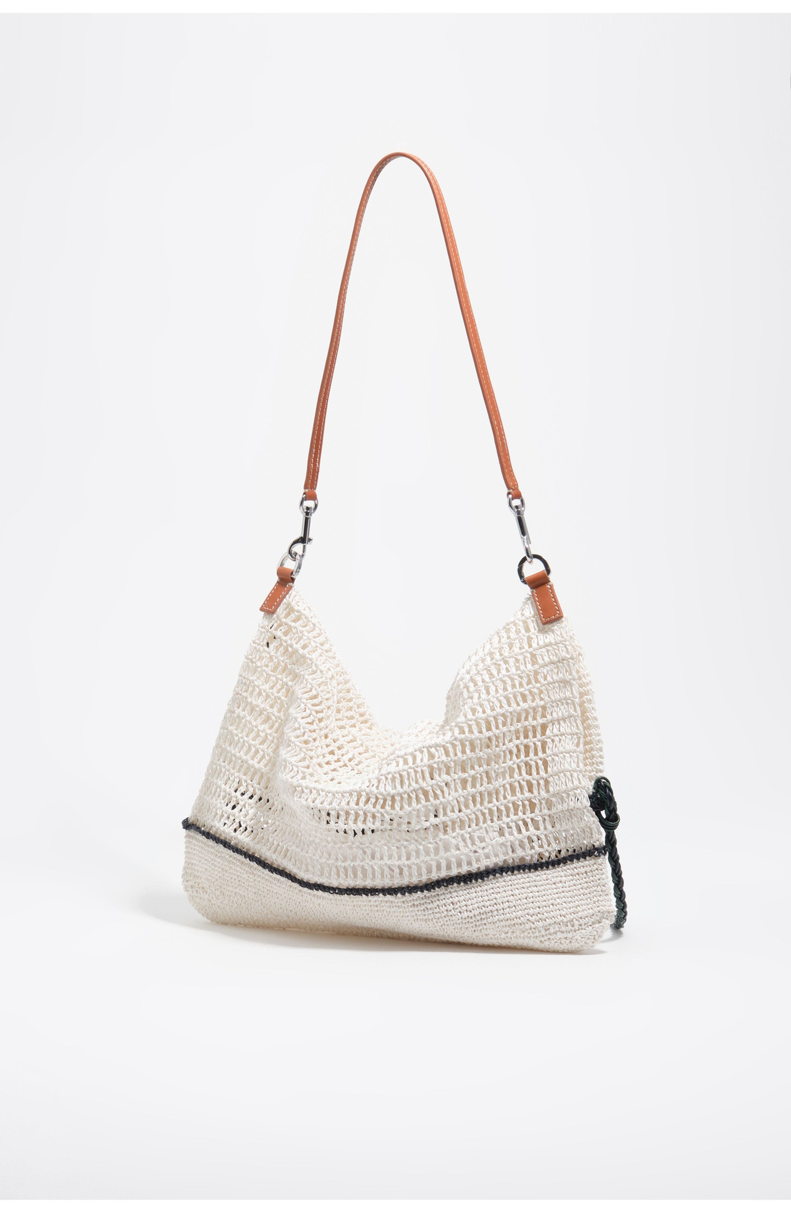 Bimba y Lola Medium Paper Shoulder Bag, Alternate, color, White