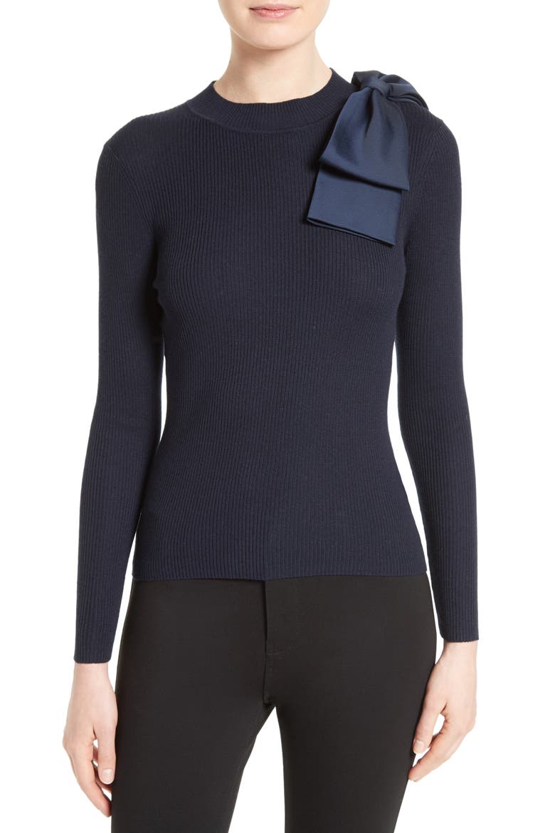 Nehru Rib Knit Jumper, Main, color, DARK BLUE