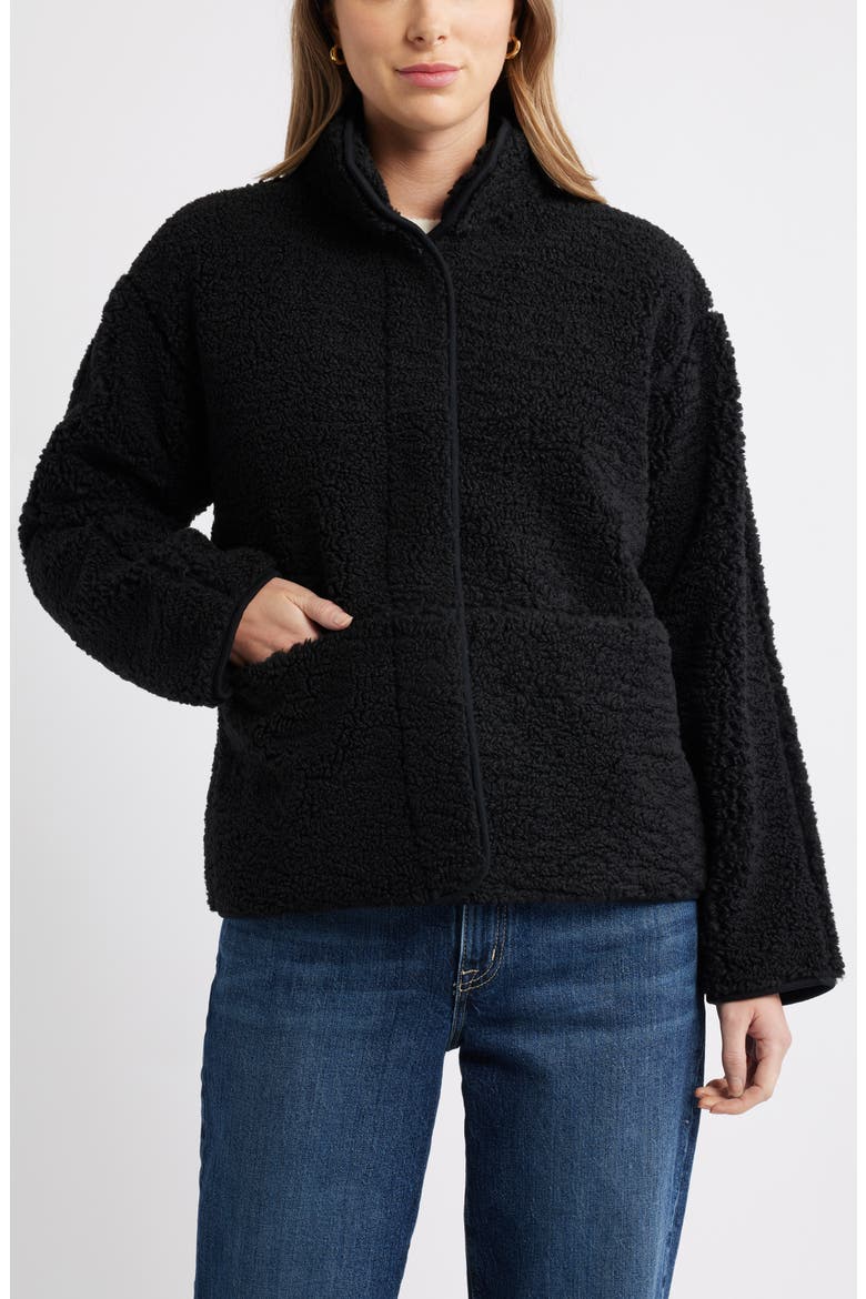 Faux Shearling Jacket, Alternate, color, BLACK