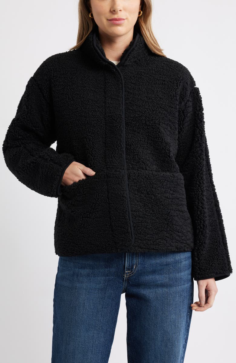 Caslon<sup>®</sup> Faux Shearling Jacket, Alternate, color, Black