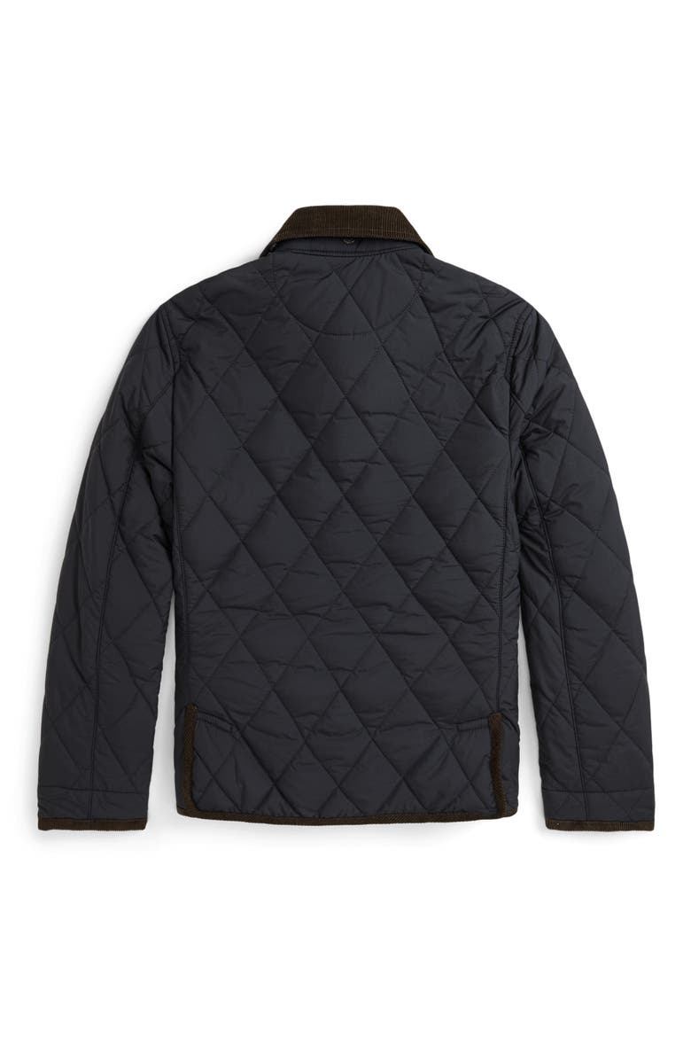 Kids' Quilted Hooded Barn Jacket, Alternate, color, BLACK