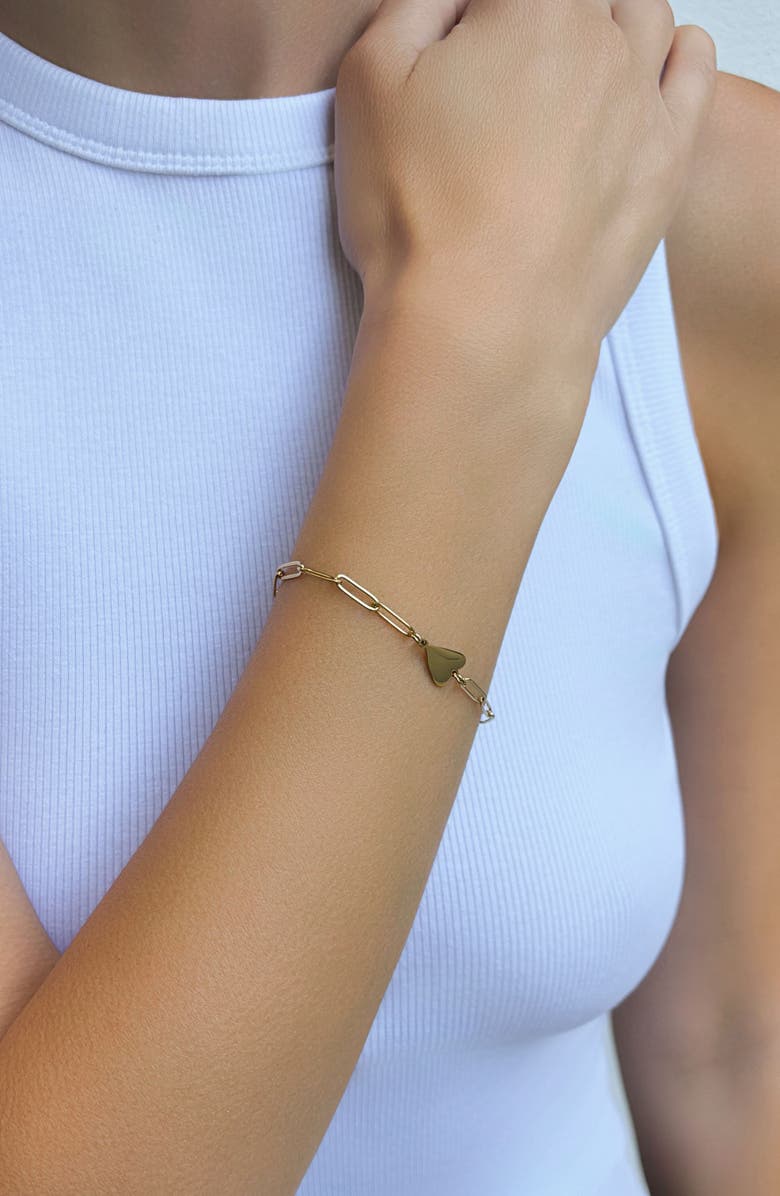 Adornia Tarnish Resistant 18K Gold Plated Heart Bracelet, Alternate, color, Gold