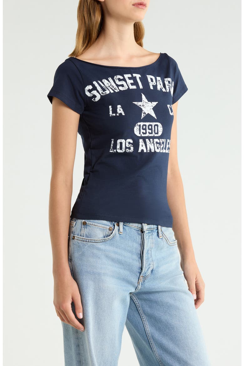 Sunset Park Off the Shoulder T-Shirt, Alternate, color, NAVY