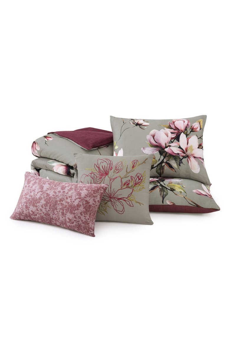 Bebejan 5-Piece Purple Lilies Reversible Comforter Set, Alternate, color, Purple