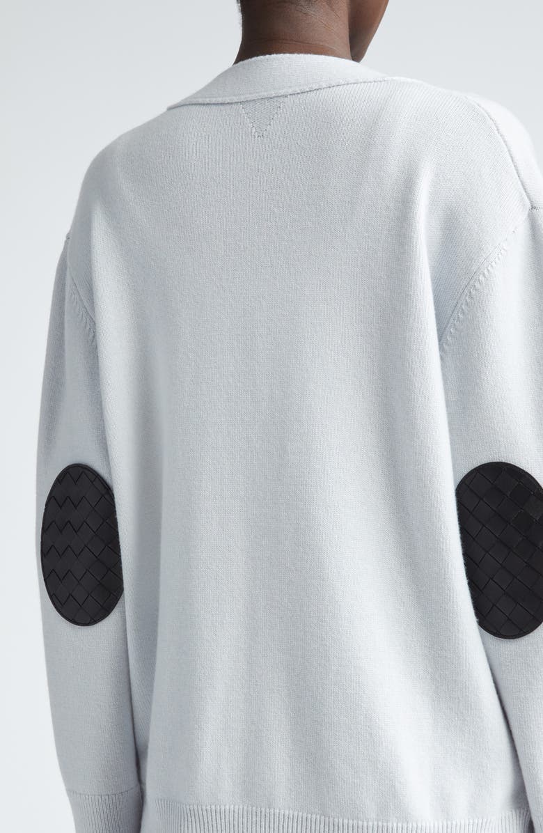 Bottega Veneta Leather Patch Cashmere Blend Cardigan, Alternate, color, 