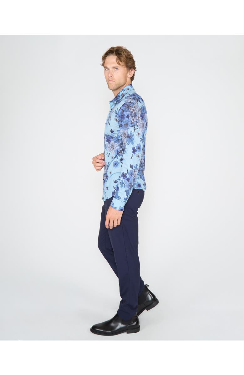 Lords of Harlech Sherlock Tailored Merino Wool Shirt, Alternate, color, Valencia Floral Teal