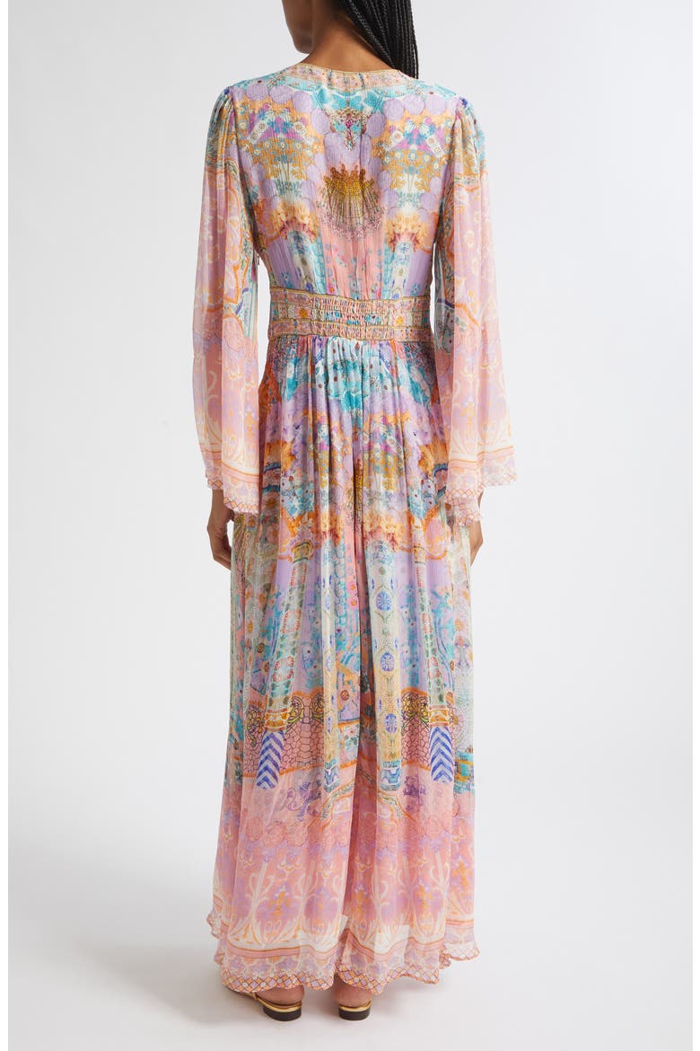Howdy Gaudí Long Sleeve Silk Chiffon Maxi Dress, Alternate, color, HOWDY GAUDI