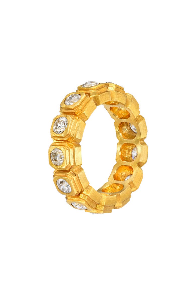 Ziggurat Bezel Set Diamond Eternity Band, Alternate, color, YELLOW GOLD