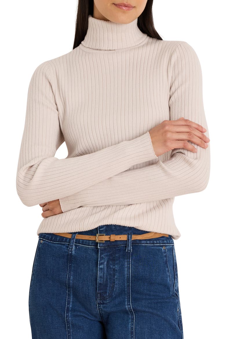 Rib Turtleneck Sweater, Main, color, SUGAR COOKIE