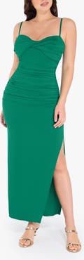 Popilush Shapewear Ruched Bias Twist Tummy Control Maxi Dress