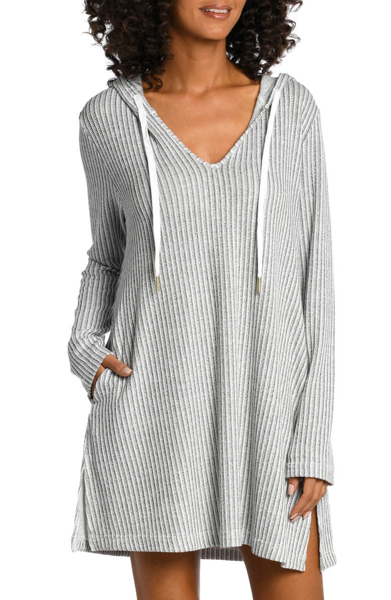 La Blanca Stripe Hooded Cover-Up Tunic, Main, color, 
