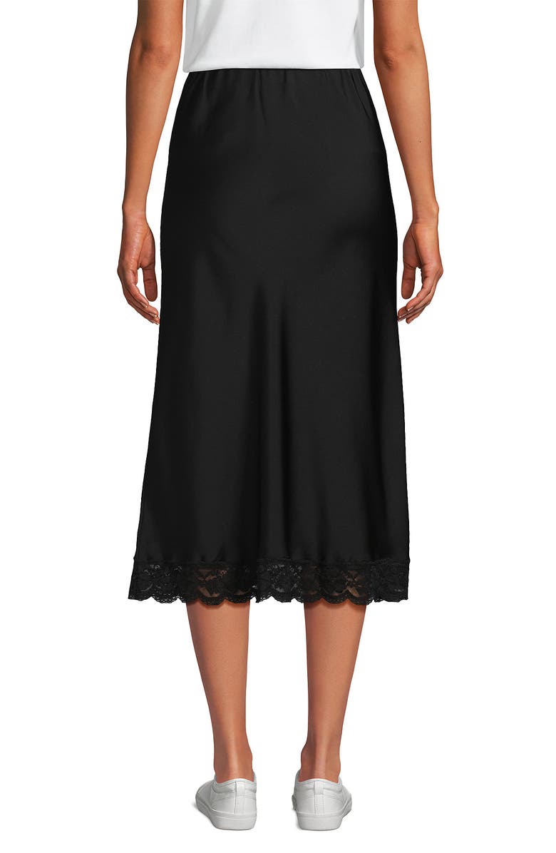 Lands' End Satin Lace Trim Midi Skirt, Alternate, color, 