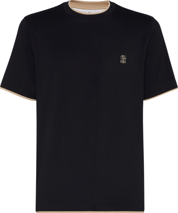 Tシャツ・カットソー BRUNELLO CUCINELLI T-shirt Faux-Layering T-shirt with faux-layering for Man in Cobalt | Brunello