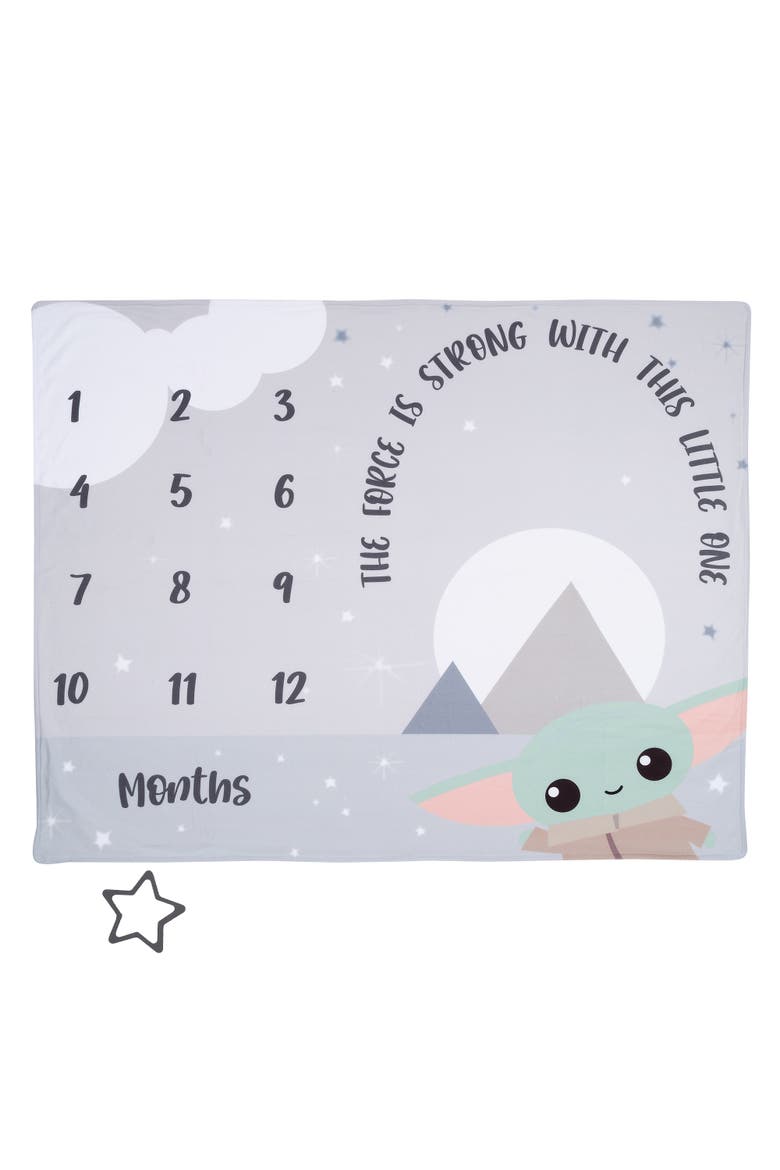 Star Wars The Child/Grogu/Baby Yoda Fleece Milestone Blanket w/ Star, Alternate, color, Gray