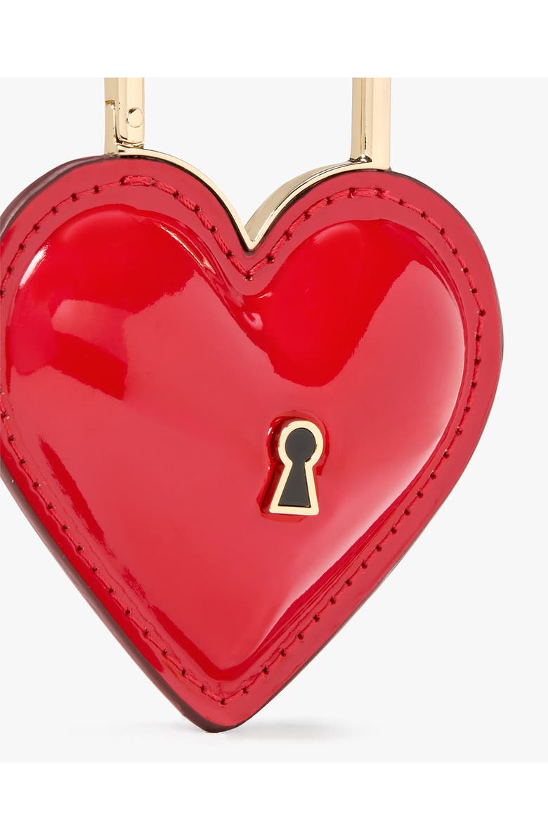 Kate Spade New York key to my heart patent leather bag charm, Alternate, color, Cherry Rouge