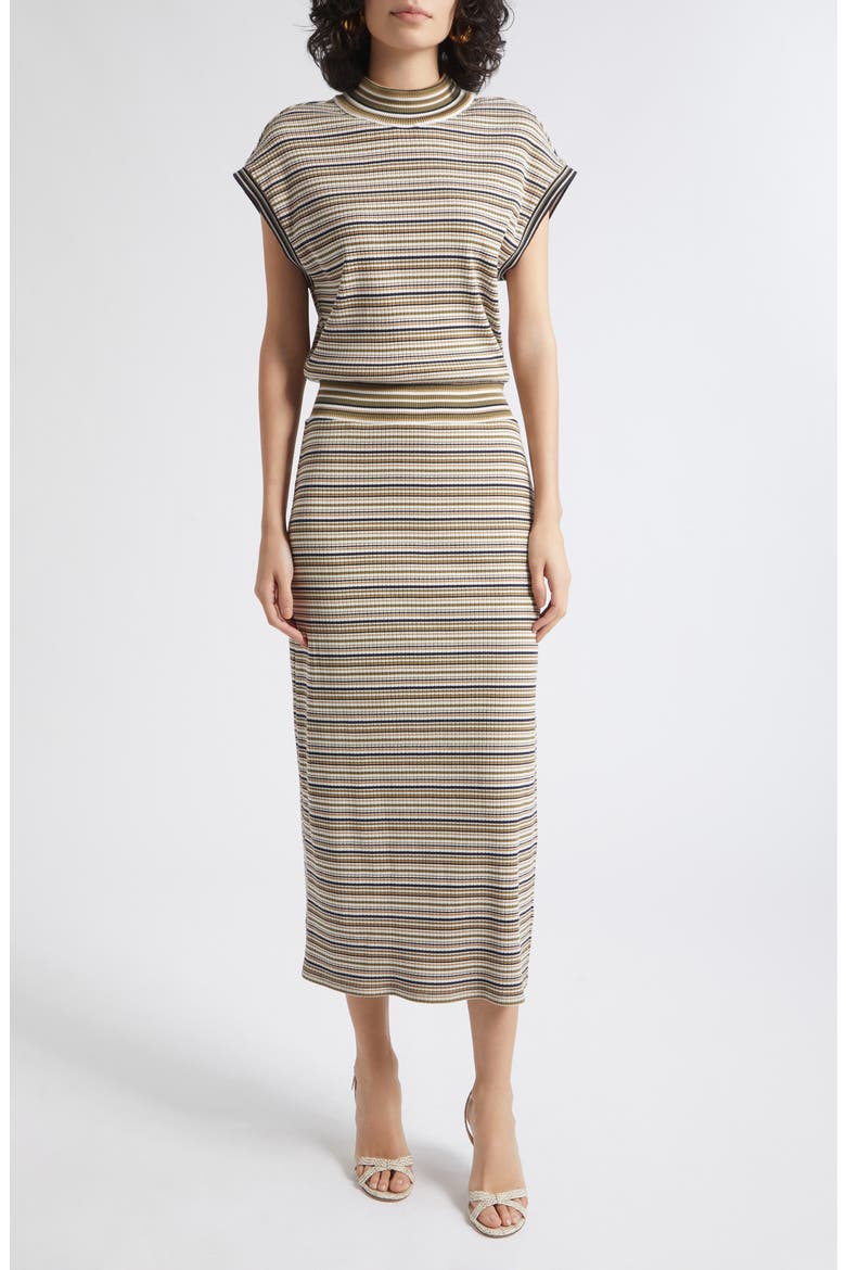 Natalie Stripe Drop Waist Dress, Main, color, BONE STRIPE